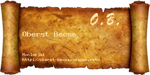 Oberst Becse névjegykártya
